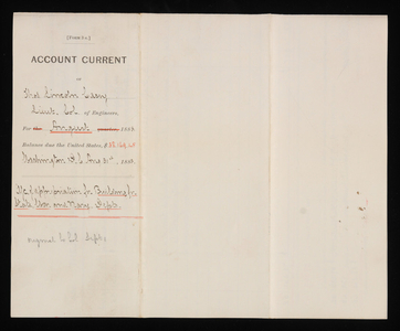 Accounts Current of Thos. Lincoln Casey - August 1883, August 31, 1883