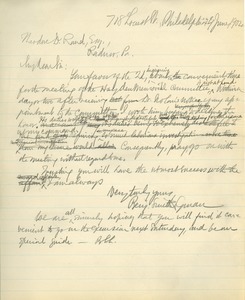 Letter from Benjamin Smith Lyman to Theodore D. Rand