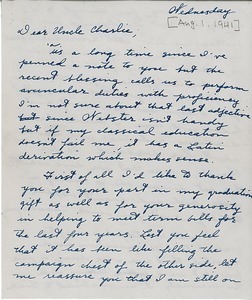 Letter from Louise Abbot Whipple to Charles L. Whipple