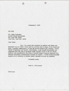 Letter from Mark H. McCormack to Jules Rosenthal