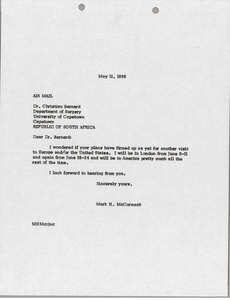 Letter from Mark H. McCormack to Christian Barnard