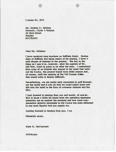 Letter from Mark H. McCormack to Andrew D. Ralston
