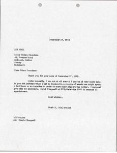 Letter from Mark H. McCormack to Vivien Saunders