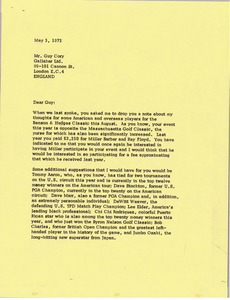 Letter from Mark H. McCormack to Guy Cory