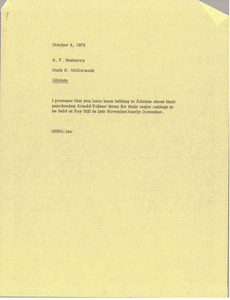 Memorandum from Mark H. McCormack to A. F. Mulberry