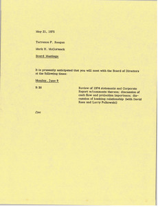 Memorandum from Mark H. McCormack to Terrence P. Reagan