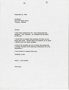 Letter from Mark H. McCormack to unidentified correspondent