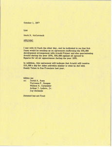 Memorandum from Mark H. McCormack to list