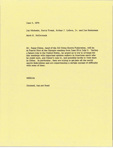 Memorandum from Mark H. McCormack to Jay Michaels, Barry Frank, Arthur J. Lafave and Jan Steinmann