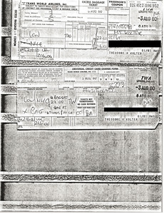 Copy of Trans World Airlines excess baggage charge receipts