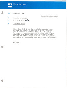 Memorandum from Robert D. Kain to Mark H. McCormack