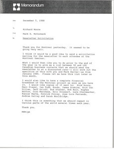 Memorandum from Mark H. McCormack to Richard Moore