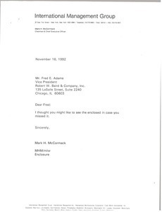 Letter from Mark H. McCormack to Fred E. Adams