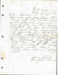 Letter from Imogene Reaves to Gloria Xifaras Clark