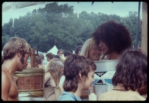 Crowd at a concessions stand during the Woodstock Festival