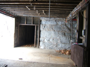 Interior view of entryway into the barn