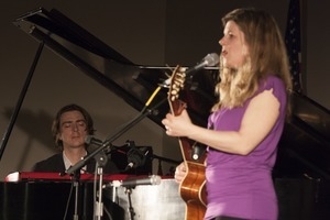 Dar Williams, performing at the First Congregational Church in Wellfleet, accompanied by Bryn Roberts on piano