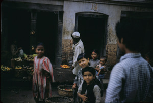 Children on a street on market day