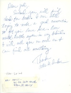 Letter from Artie G. Drakos to Judi Chamberlin