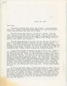 Letter from Judi Chamberlin to Judy Wall