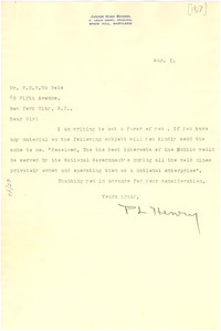 Letter from P. L. Henry to W. E. B. Du Bois