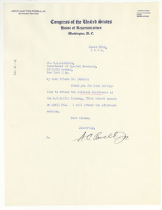 Letter from Adam Clayton Powell, Jr. to W. E. B. Du Bois