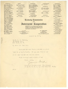 Letter from James Bond to W. E. B. Du Bois