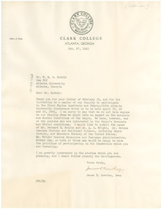 Letter from James P. Brawley to W. E. B. Du Bois