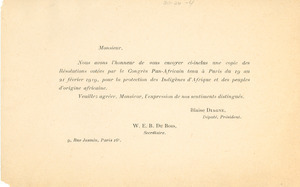 Circular letter from Pan African Congress to unidentified correspondent