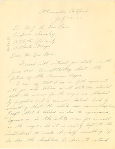 Letter from John Koning to W. E. B. Du Bois