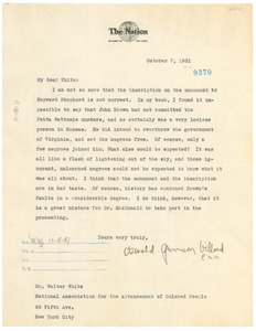 Letter from Oswald Garrison Villard to Walter White