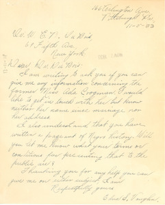 Letter from Edna S. Vaughn to W. E. B. Du Bois