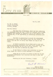 Letter from City Club of Cleveland to W. E. B. Du Bois