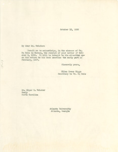 Letter from Ellen Irene Diggs to Edgar H. Webster