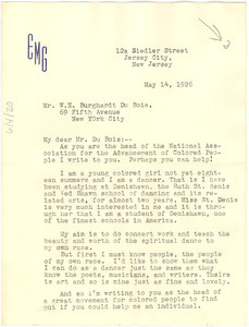 Letter from Edna May Guy to W. E. B. Du Bois