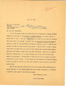 Letter from W. E. B. Du Bois to H. A. Fosbrooke