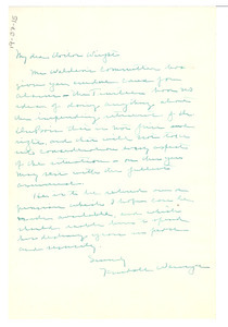 Letter from Kendall Weisiger to Louis T. Wright