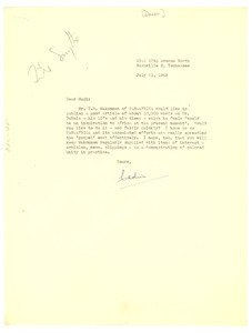Letter from Cedric Dove to Hugh H. Smythe