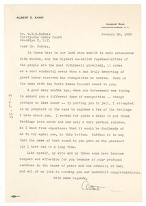 Letter from Albert E. Kahn to W. E. B. Du Bois