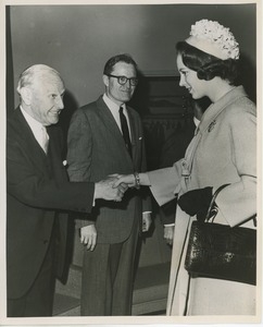 Princess Benedikte shaking hands with Isaac B. Grainger