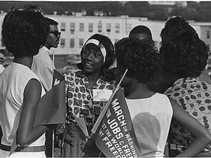 Civil Rights March on Washington, D.C. [A group of young women at the march], 08/28/1963