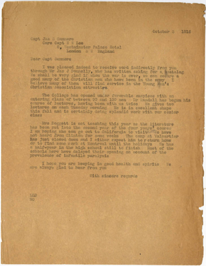 Letter from Laurence L. Doggett to James S. Summers (October 3, 1916)