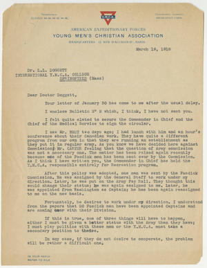 Letter from James Huff McCurdy to Laurence L. Doggett (March 19, 1918)