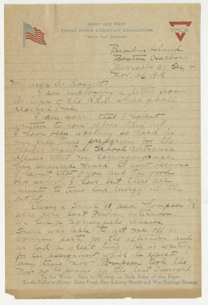 Letter from Earl F. Zinn to Laurence L. Doggett (November 26, 1918)