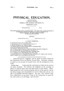 Physical Education, September, 1892