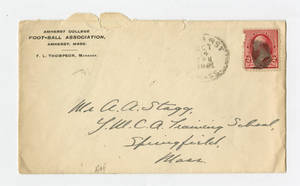 Envelope from a letter to Amos Alonzo Stagg from Amherst College sent October 14, 1891