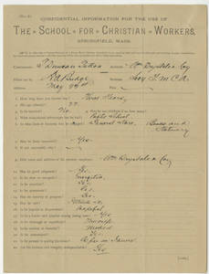 Recommendation form for Thomas D. Patton (undated)