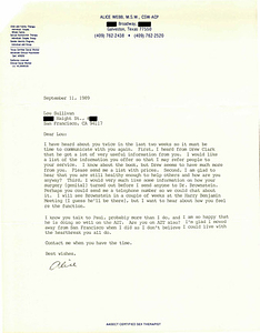 Correspondence from Alice Webb to Lou Sullivan (September 11, 1989)