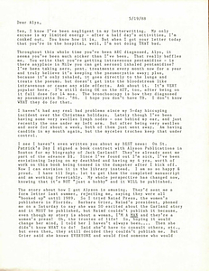 Correspondence from Lou Sullivan to Alyn Hess (May 19, 1988)