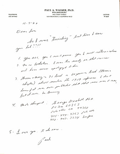 Correspondence from Paul Walker to Lou Sullivan (December 7, 1988)
